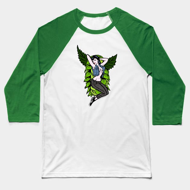 Winged Hop Pinup Baseball T-Shirt by Mindy’s Beer Gear